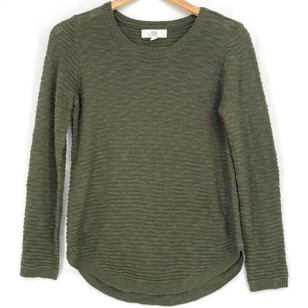 Pinque Green Open Knit Sweater Size S Long Sleeves Military Style‎ Grunge Look